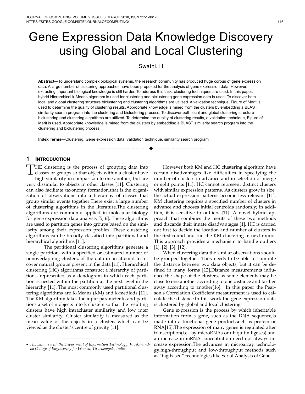 Gene Expression Data Knowledge Discovery using Global and Local Clustering