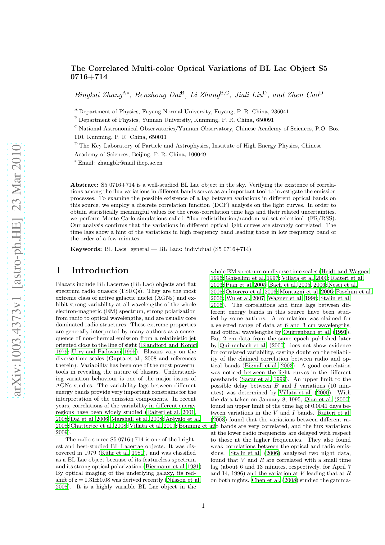 The Correlated Multi-color Optical Variations of BL Lac Object S5 0716+714