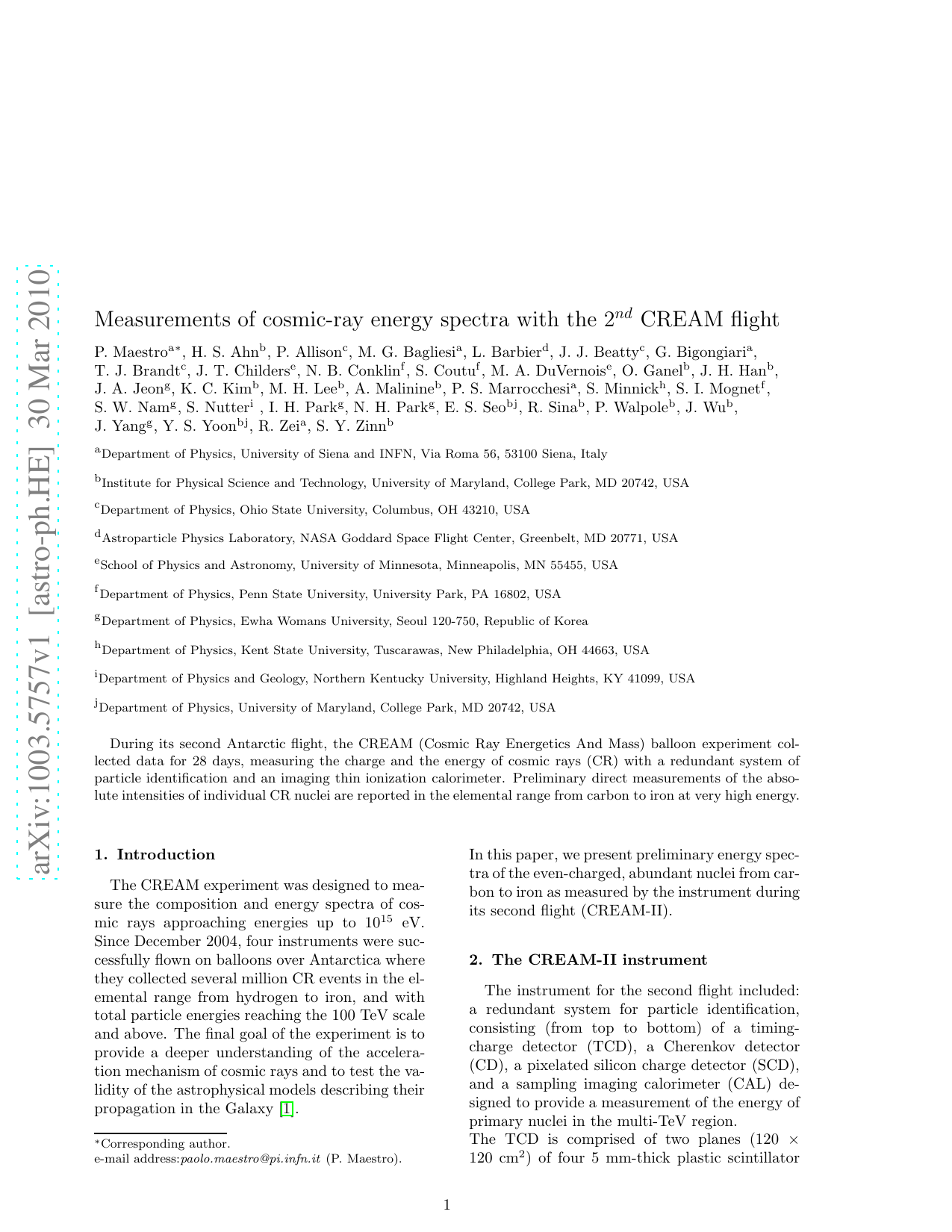 Measurements of cosmic-ray energy spectra with the 2nd CREAM flight