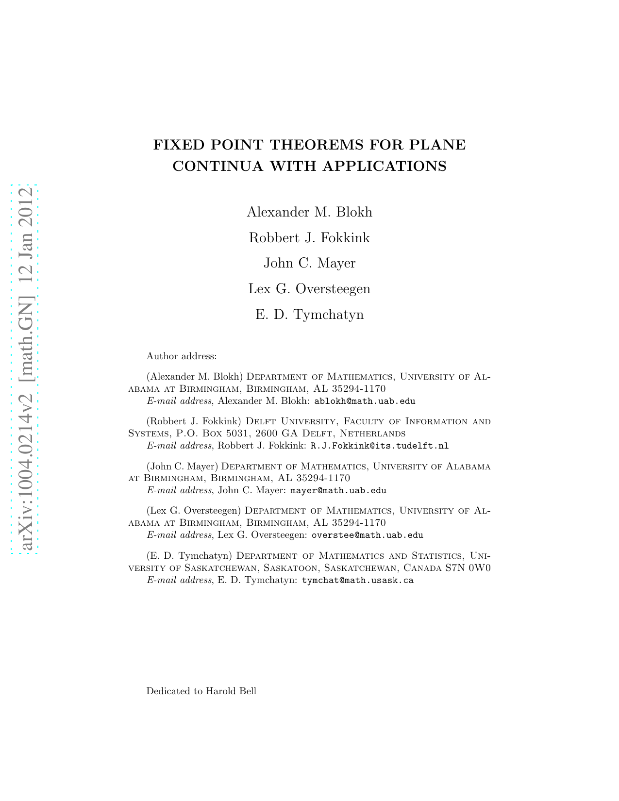 Fixed point theorems in plane continua with applications