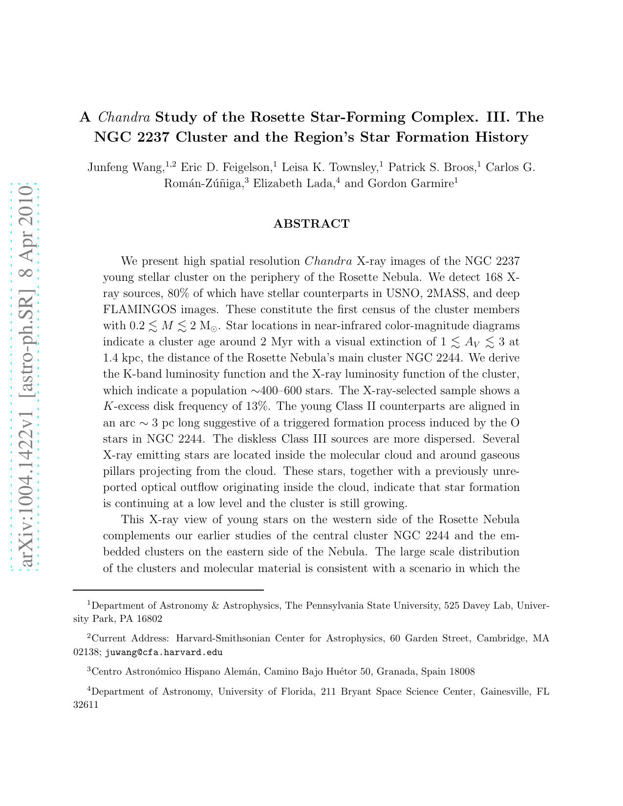 A Chandra Study of the Rosette Star-Forming Complex. III. The NGC 2237   Cluster and the Regions Star Formation History