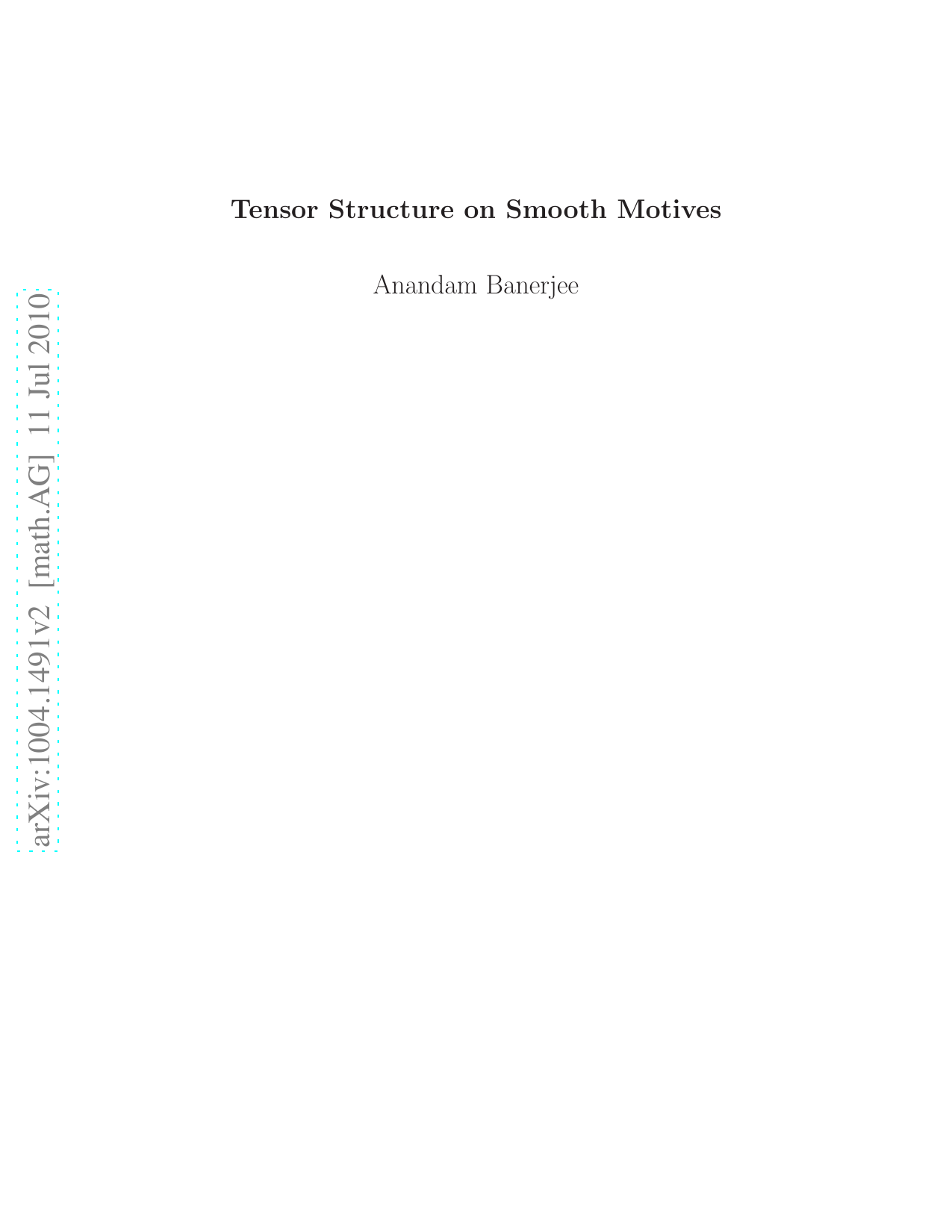 Tensor Structure on Smooth Motives