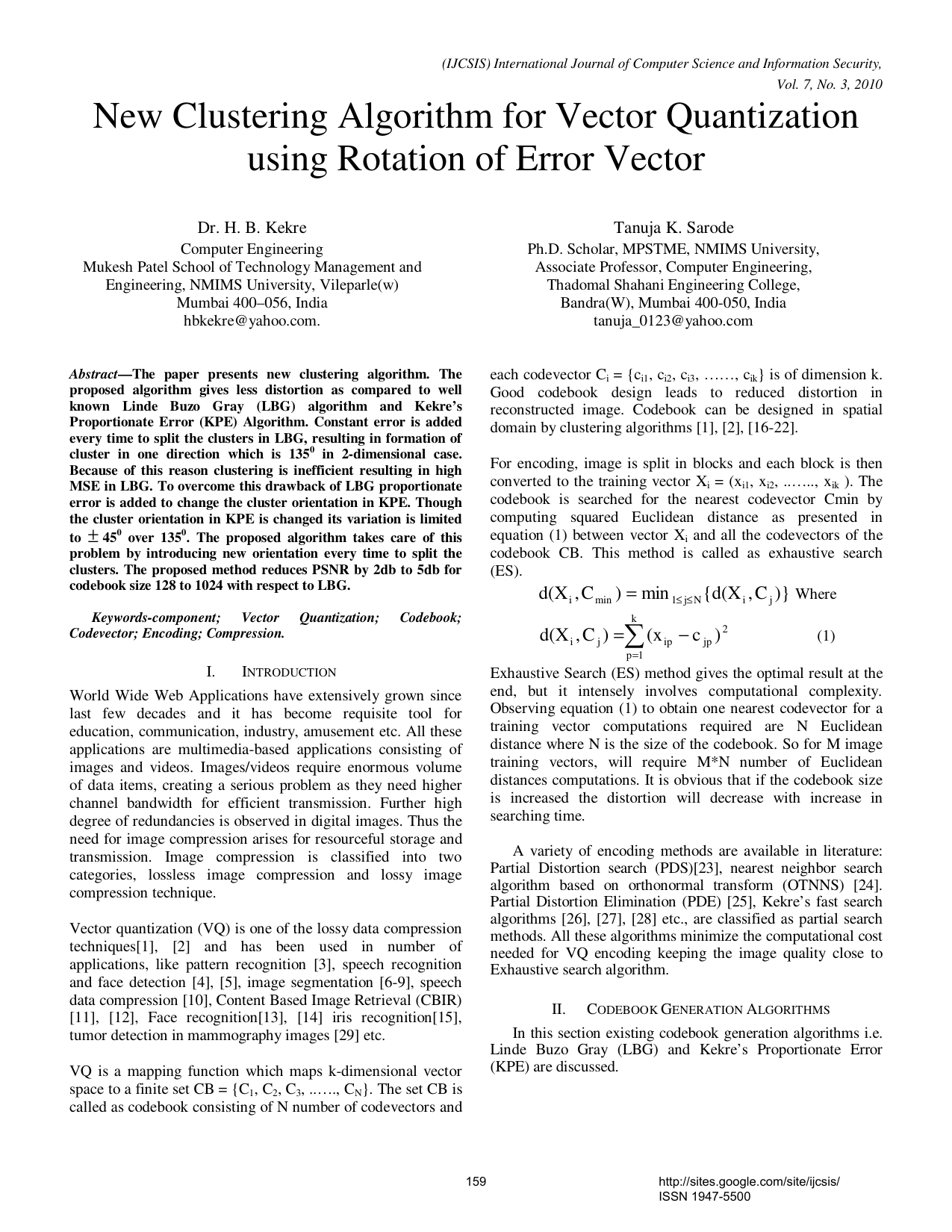 New Clustering Algorithm for Vector Quantization using Rotation of Error   Vector