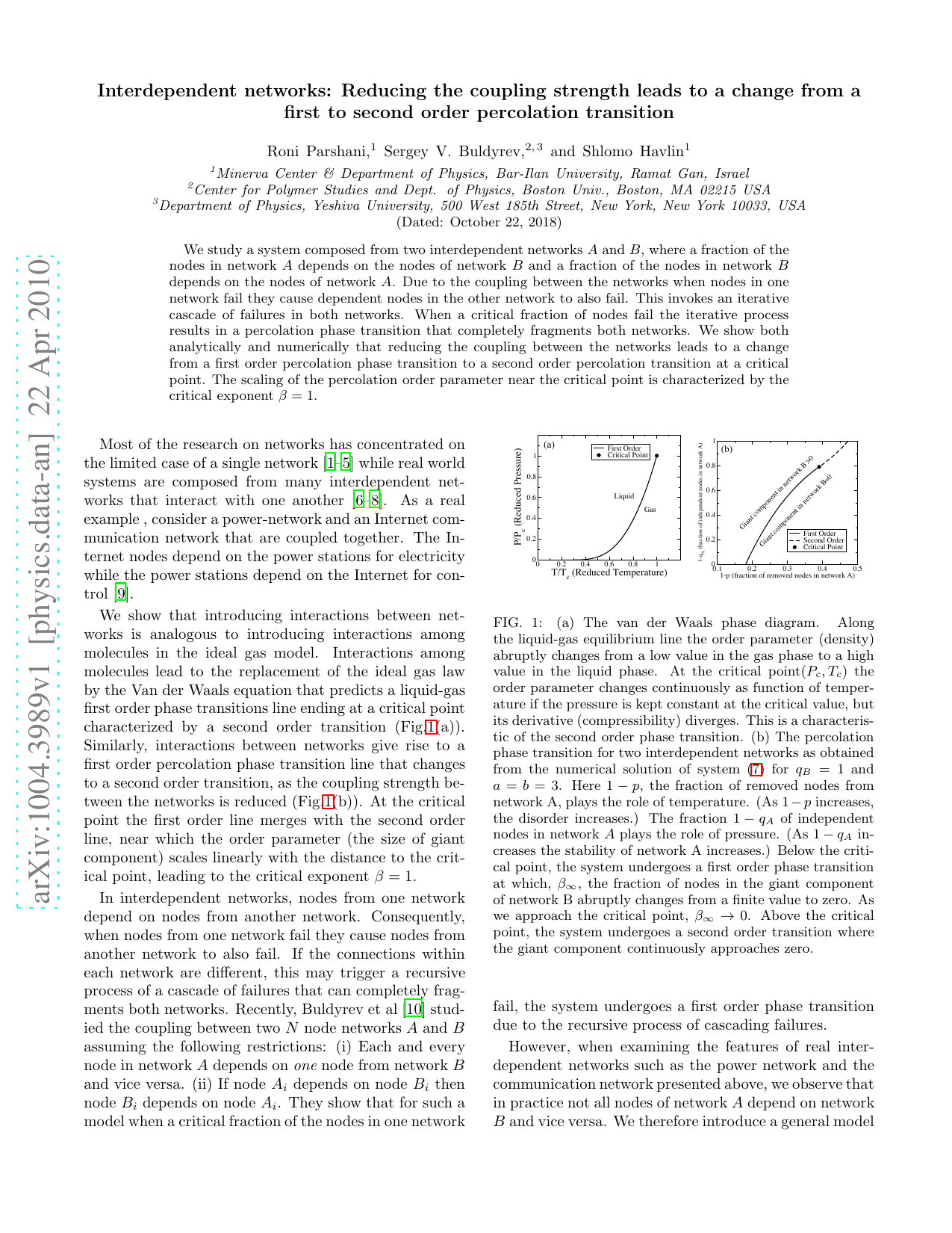 Interdependent networks: Reducing the coupling strength leads to a   change from a first to second order percolation transition