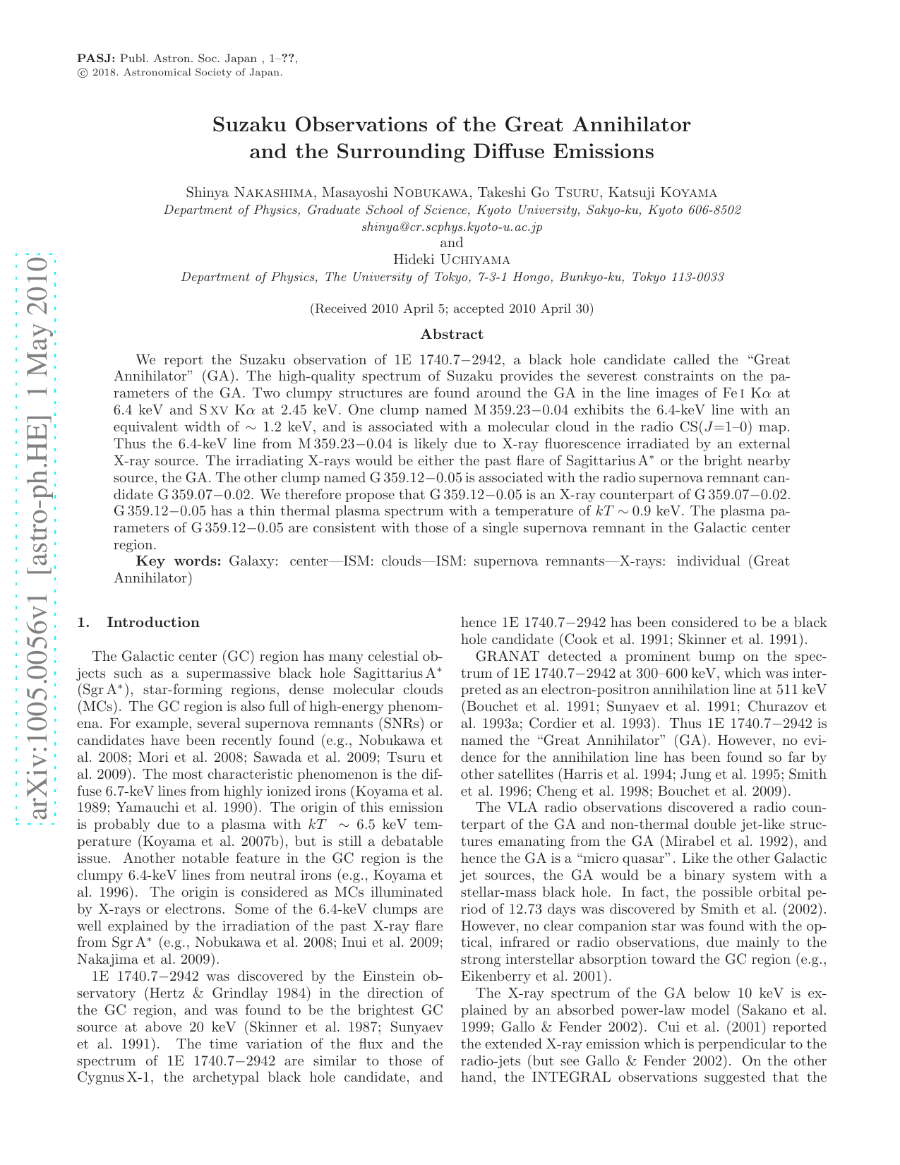 Suzaku Observations of the Great Annihilator and the Surrounding Diffuse   Emissions