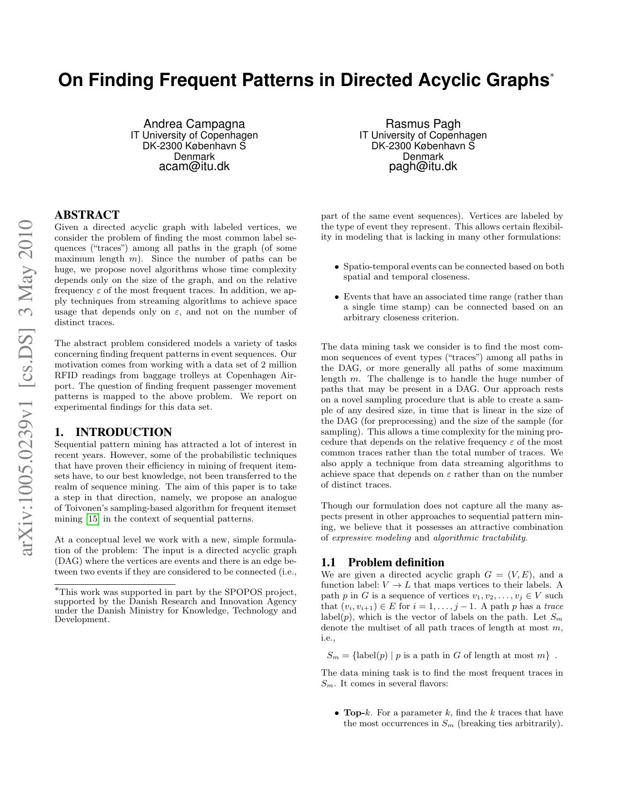 On Finding Frequent Patterns in Directed Acyclic Graphs
