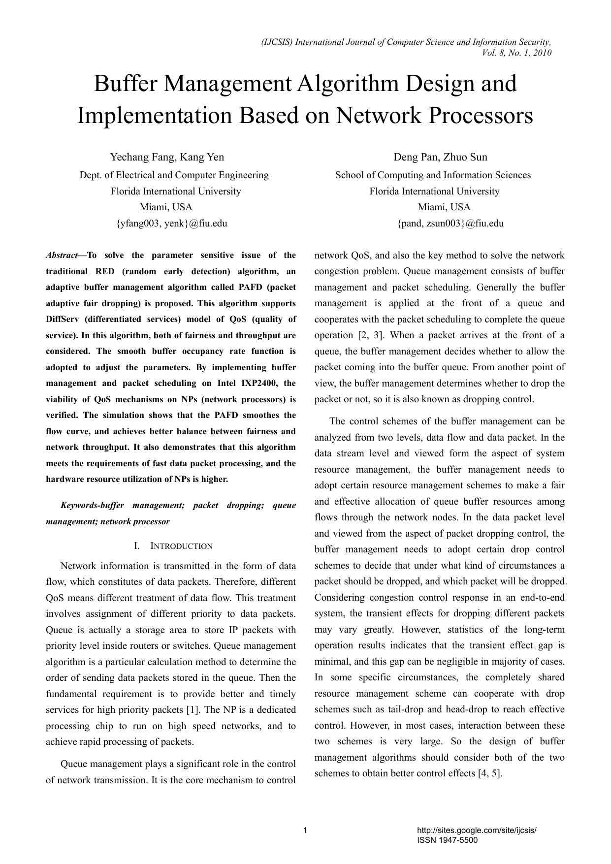 Buffer Management Algorithm Design and Implementation Based on Network   Processors