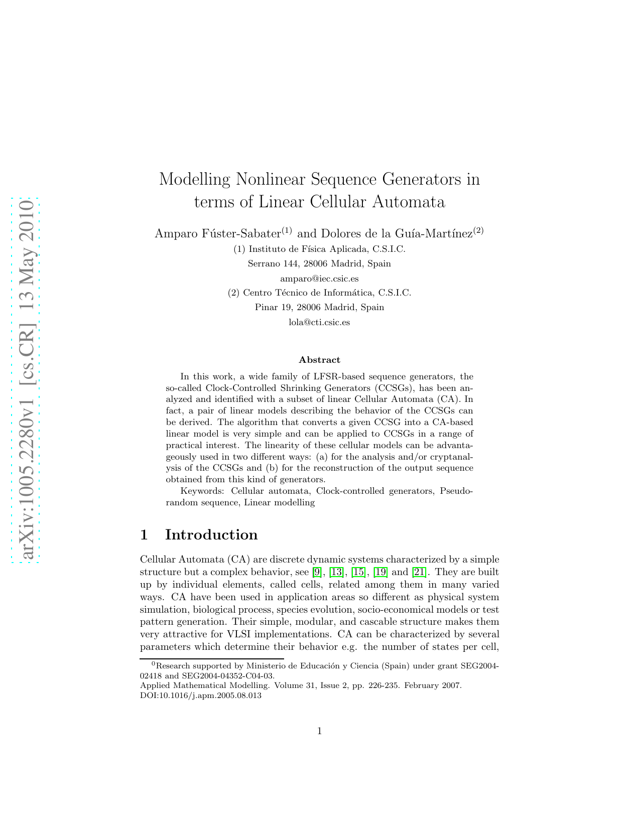 Modelling Nonlinear Sequence Generators in terms of Linear Cellular   Automata