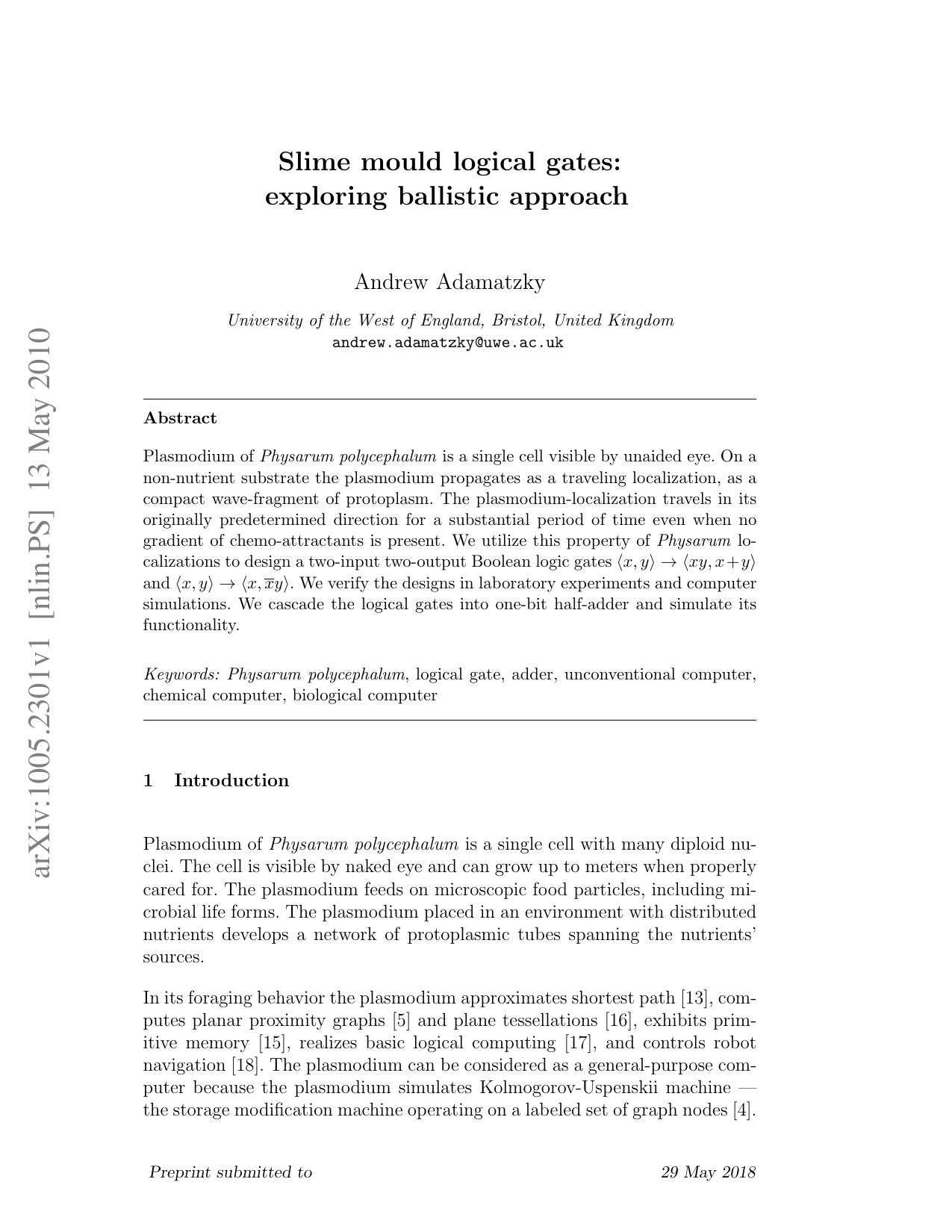 Slime mould logical gates: exploring ballistic approach
