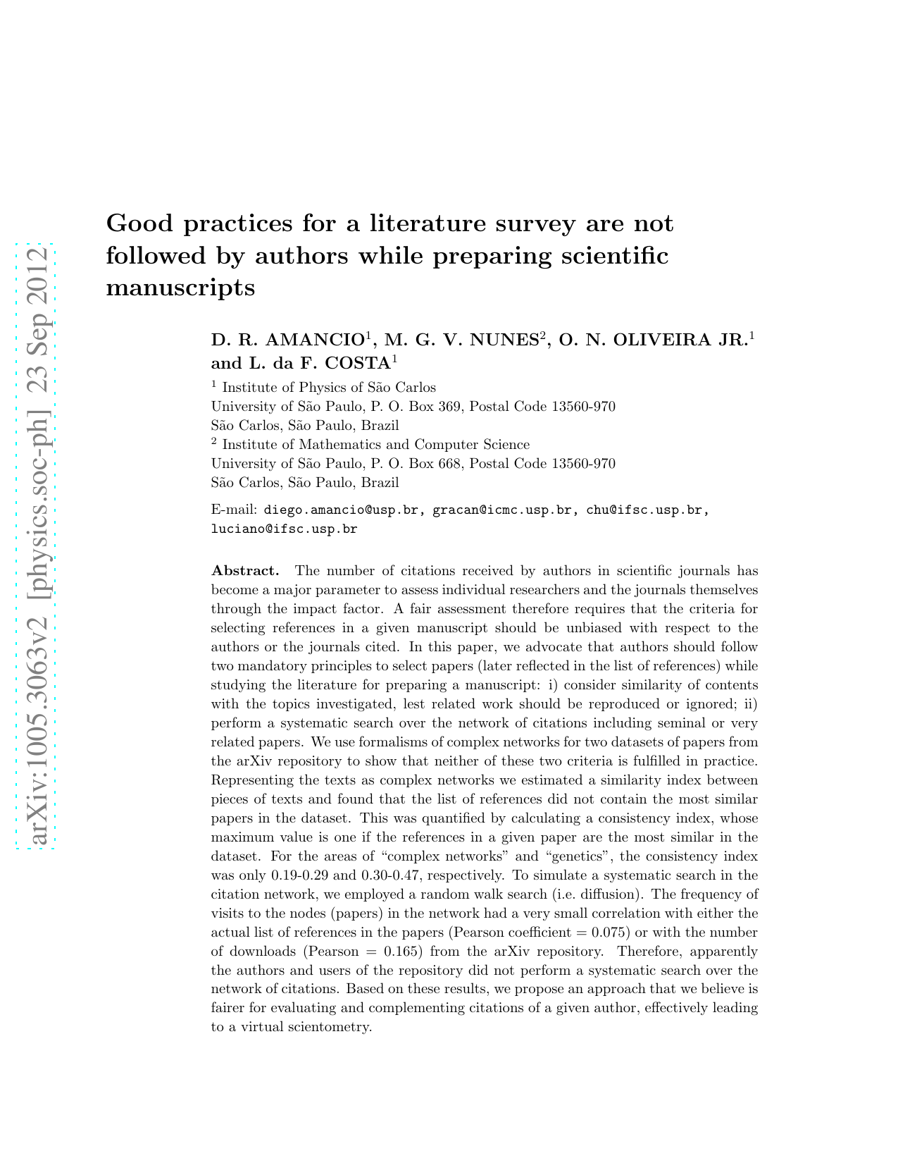 Good practices for a literature survey are not followed by authors while   preparing scientific manuscripts
