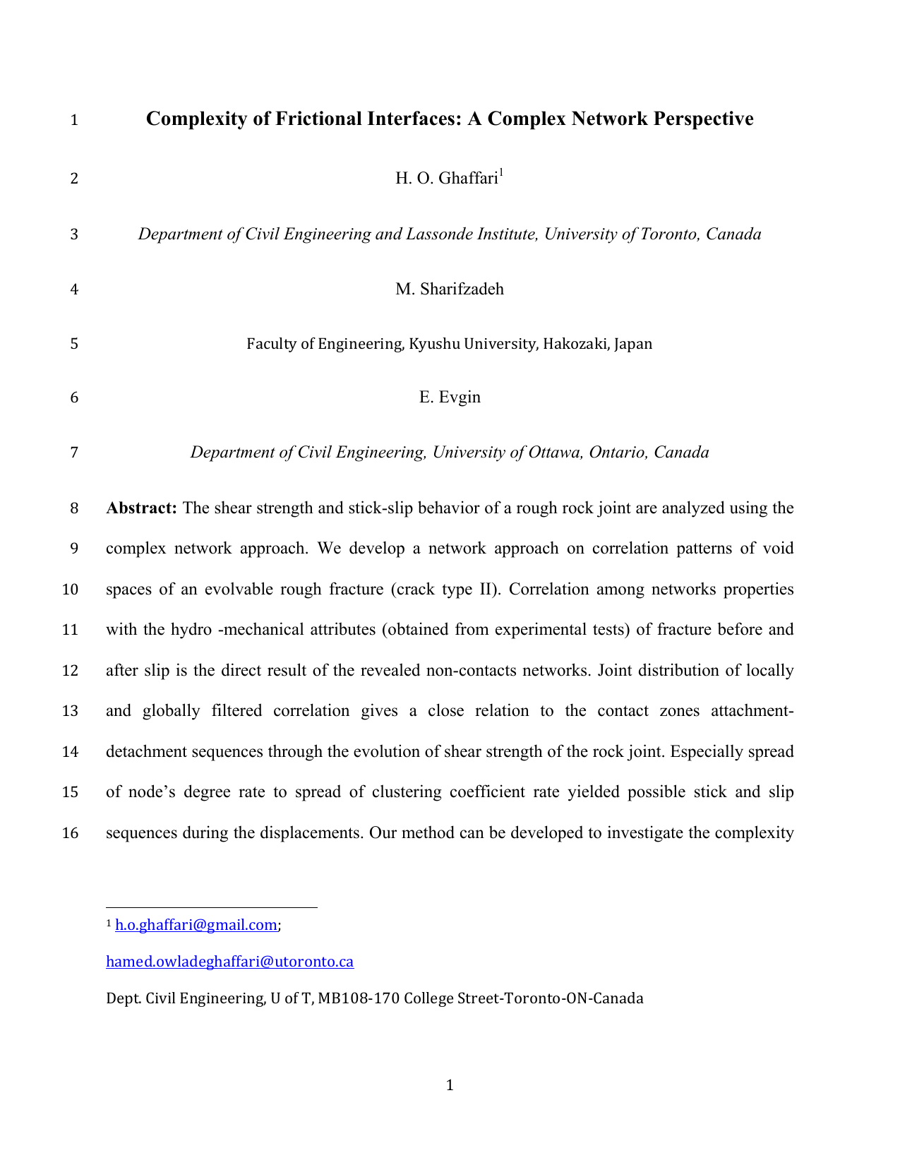 Small World Property of a Rock Joint(Complexity of Frictional Interfaces: A Complex Network Perspective)