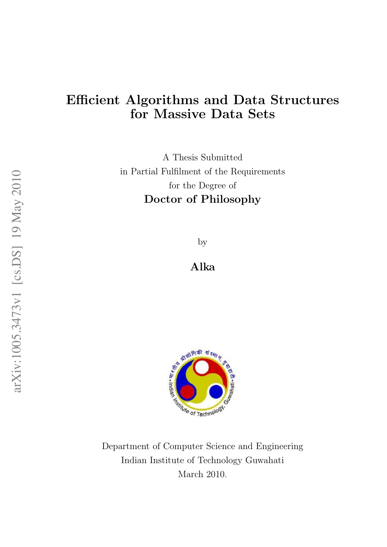 Efficient Algorithms and Data Structures for Massive Data Sets