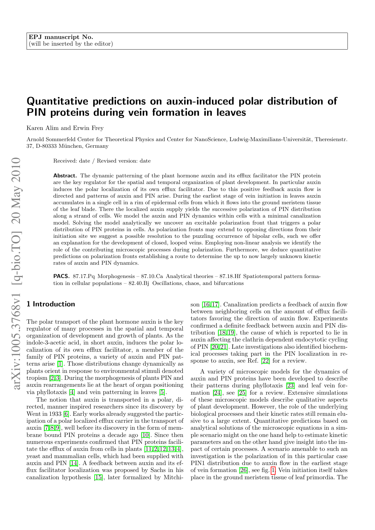 Quantitative predictions on auxin-induced polar distribution of PIN   proteins during vein formation in leaves