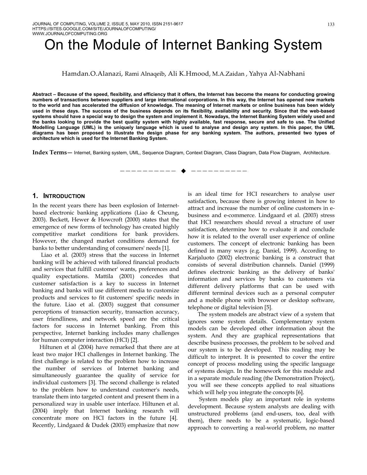 On the Module of Internet Banking System