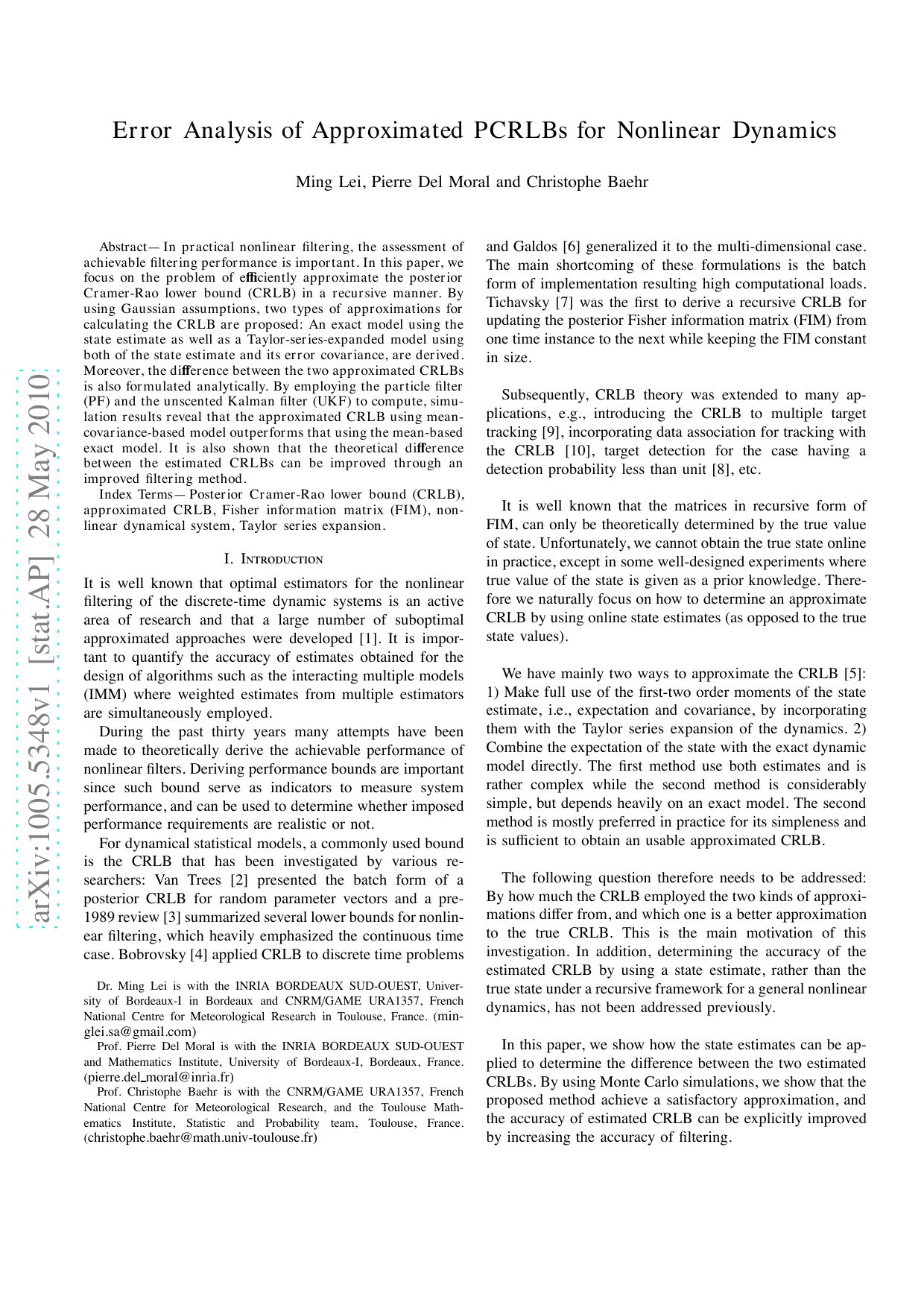 Error Analysis of Approximated PCRLBs for Nonlinear Dynamics