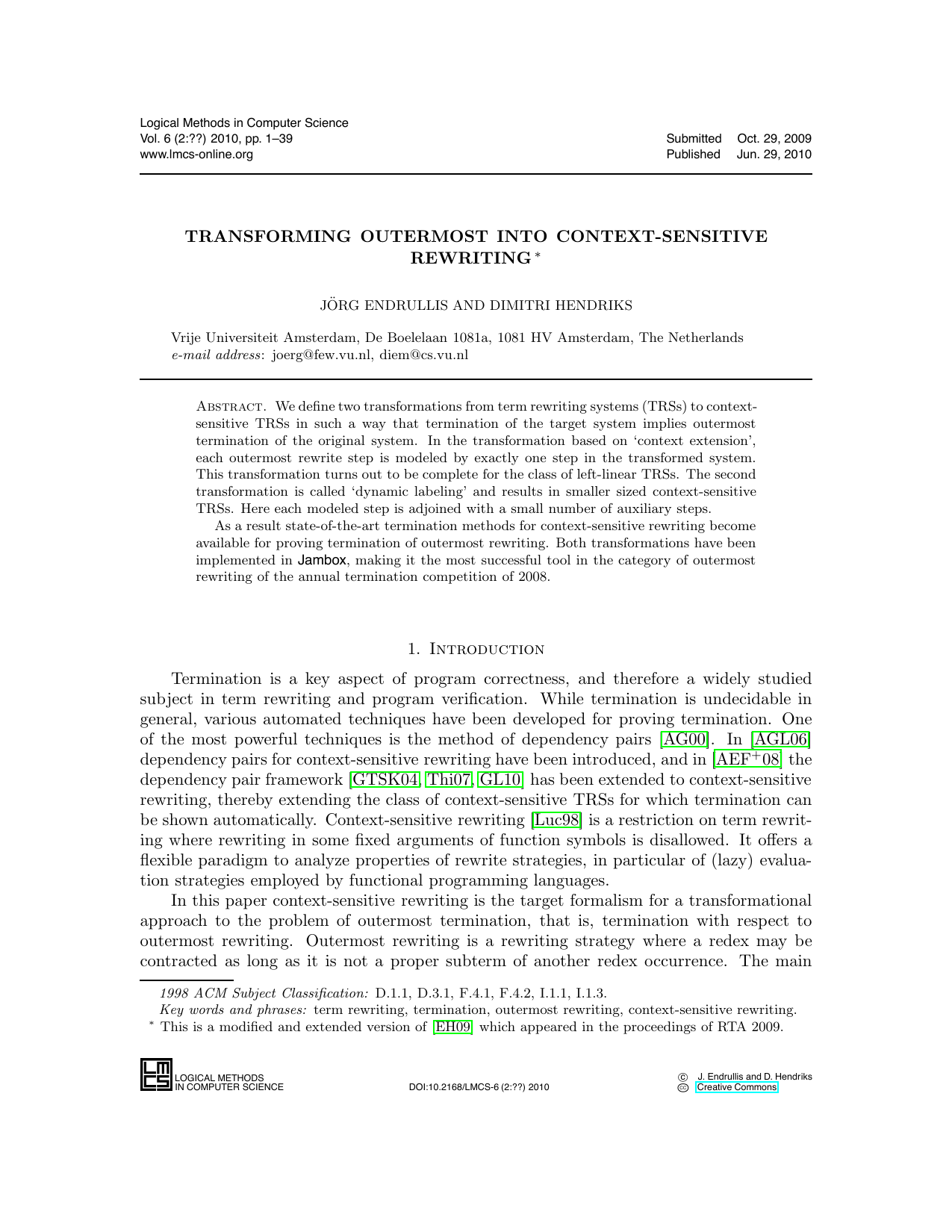 Transforming Outermost into Context-Sensitive Rewriting