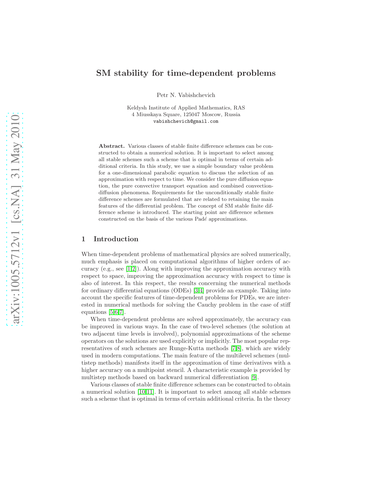 SM stability for time-dependent problems