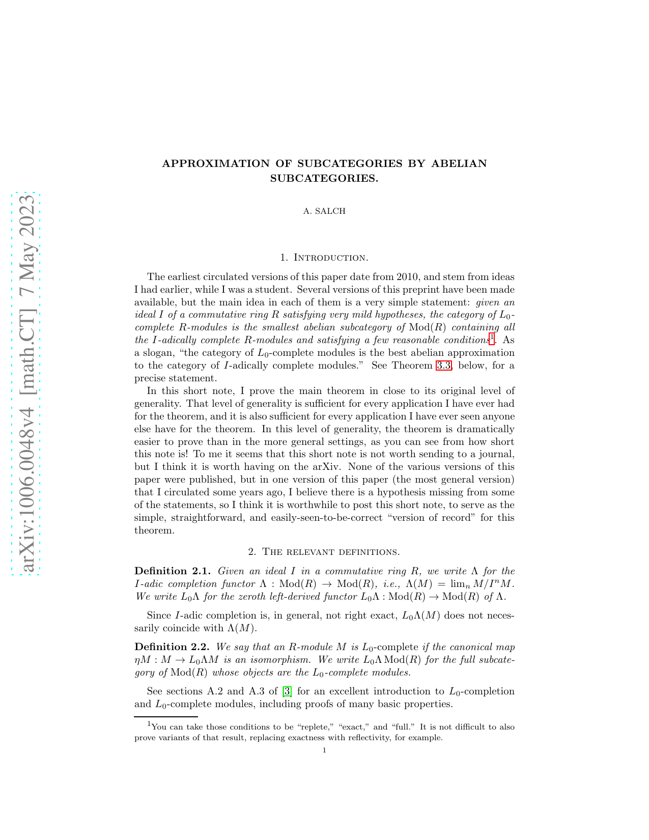 Approximation of subcategories by abelian subcategories