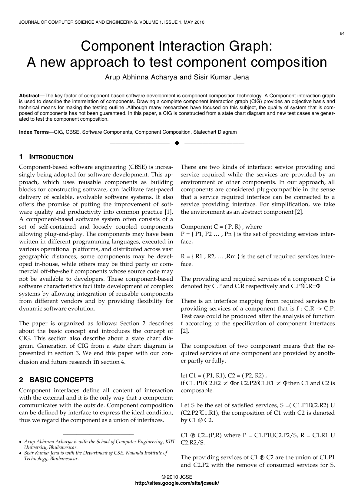 Component Interaction Graph: A new approach to test component   composition