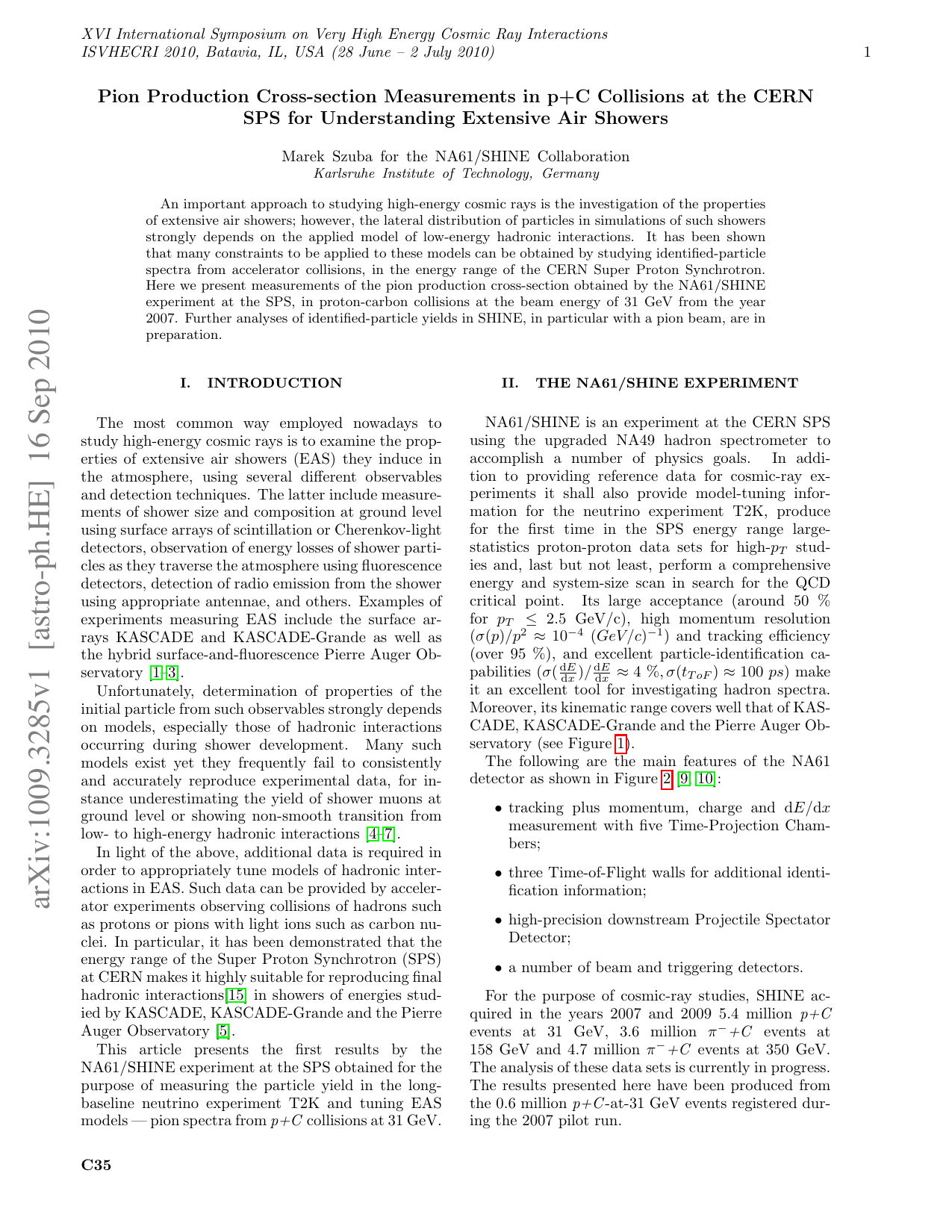 Pion Production Cross-section Measurements in p+C Collisions at the CERN SPS for Understanding Extensive Air Showers