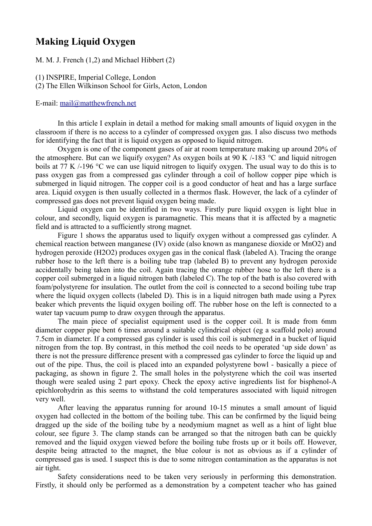 Making Liquid Oxygen