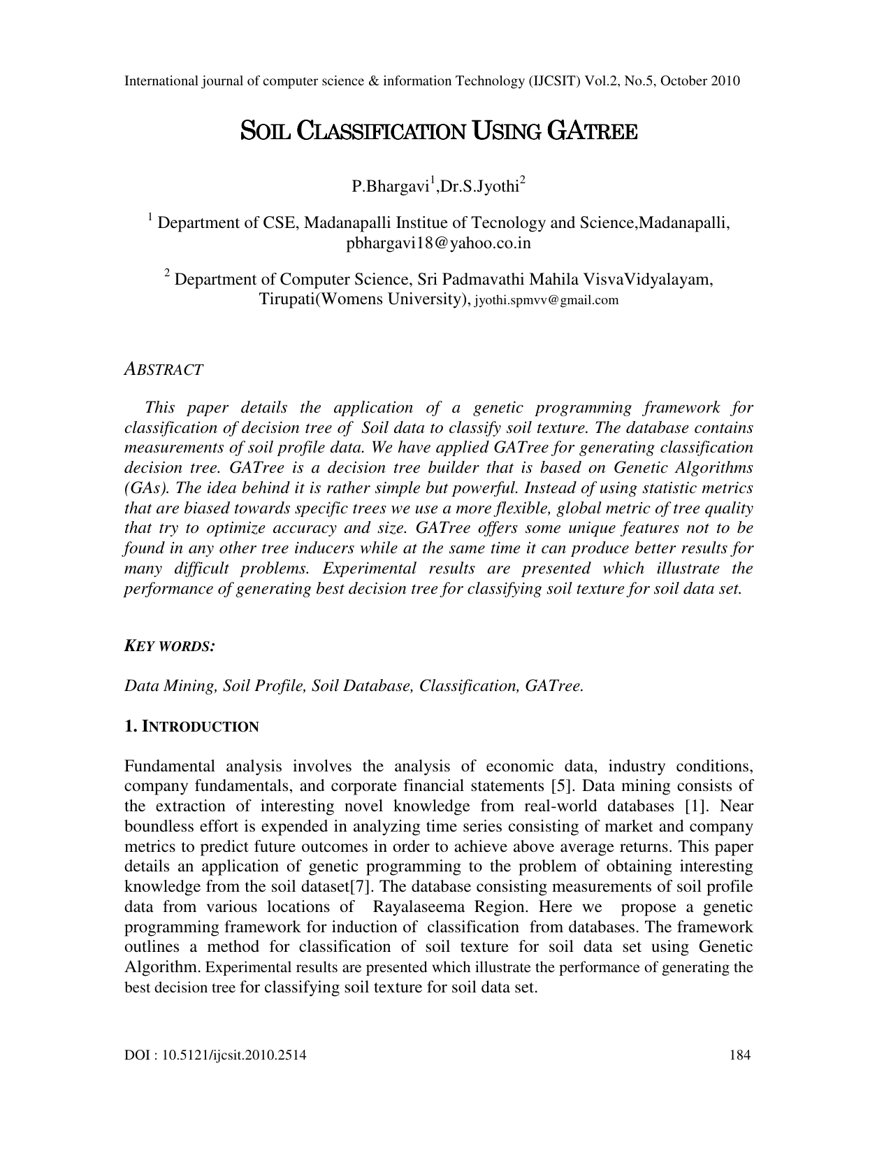 Soil Classification Using GATree