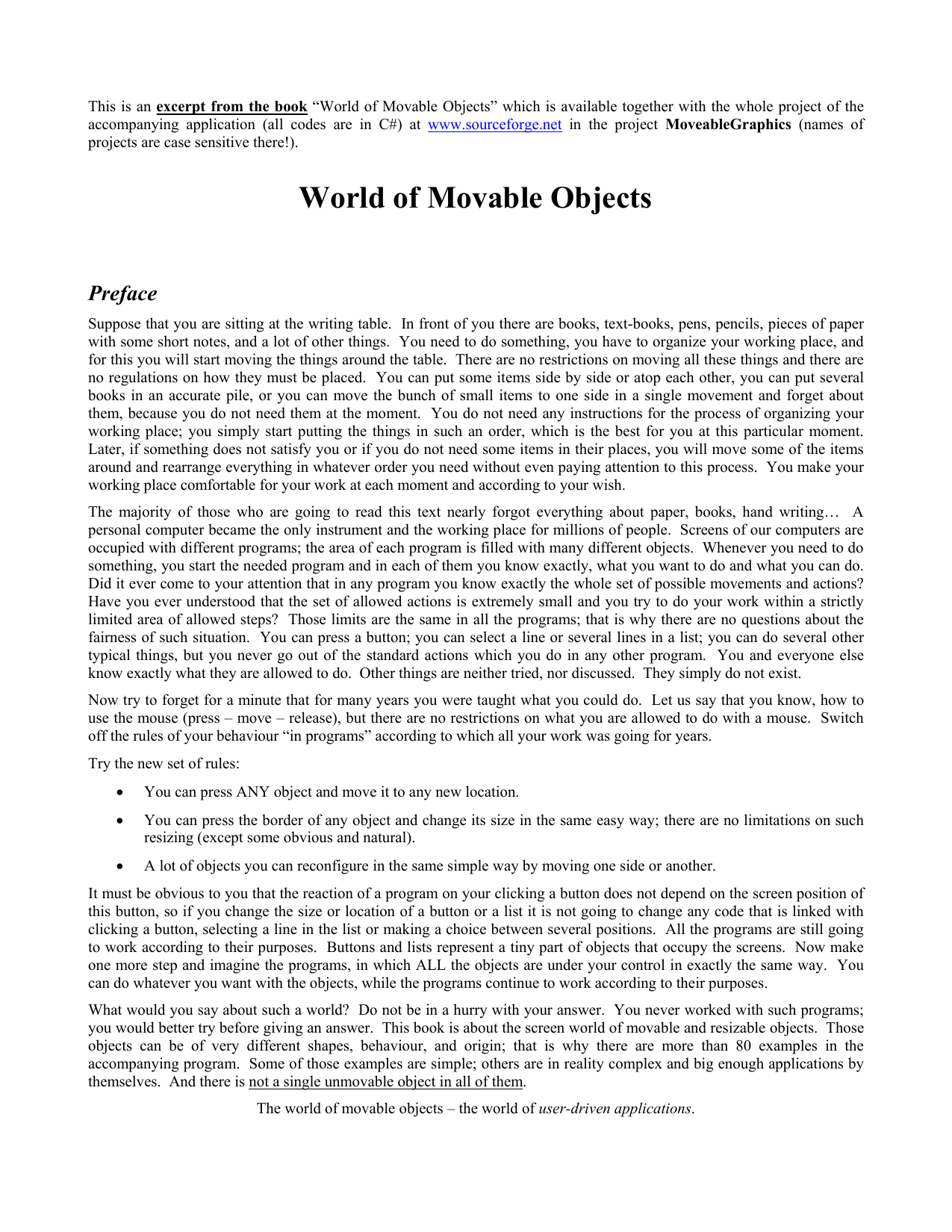 Excerpt from the book World of Movable Objects