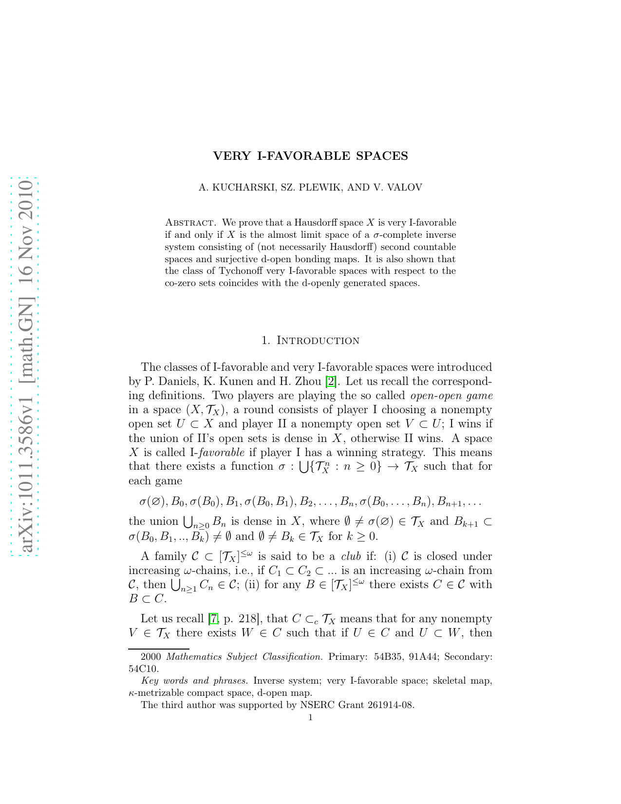 Very I-favorable spaces