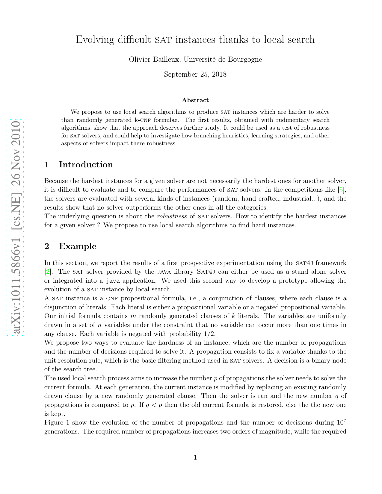 Evolving difficult SAT instances thanks to local search