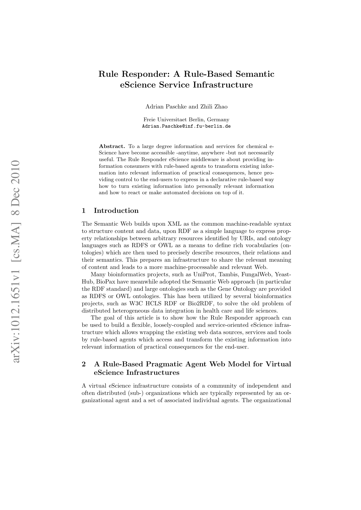 The Rule Responder eScience Infrastructure