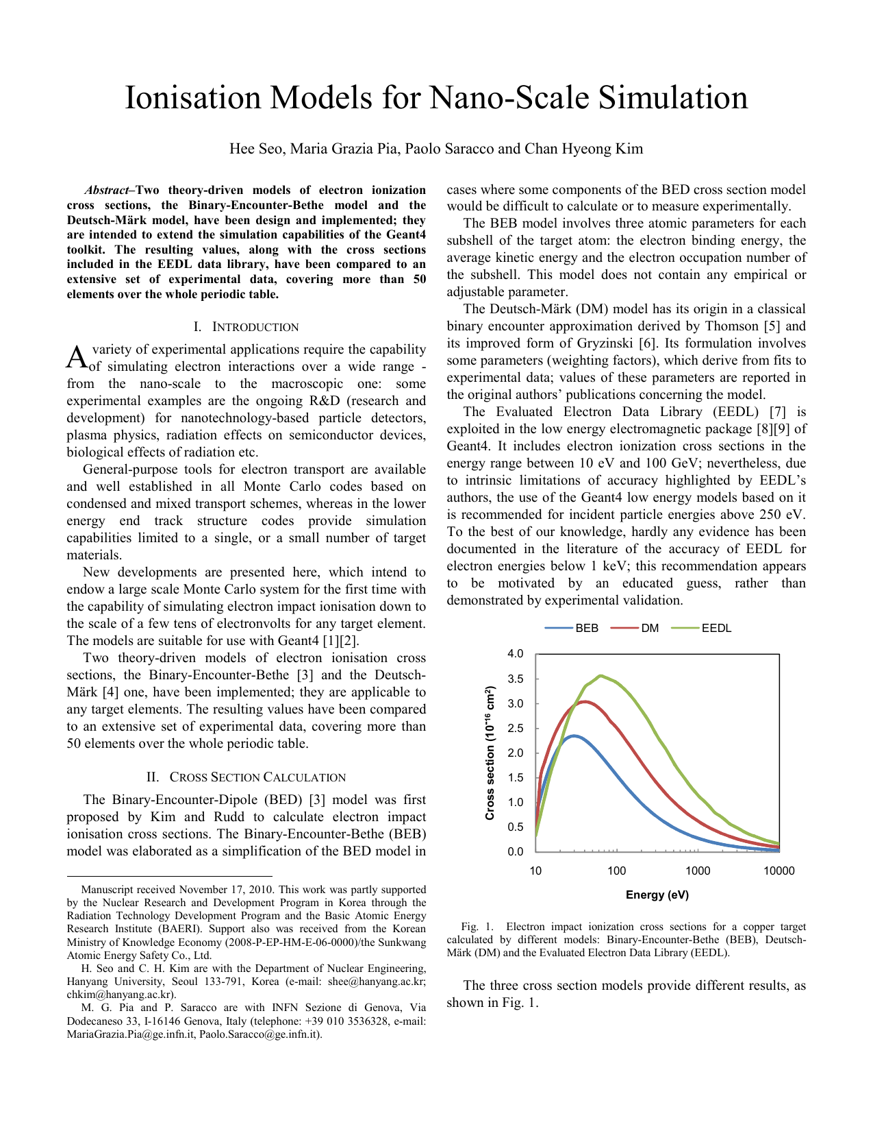 Ionisation Models for Nano-Scale Simulation
