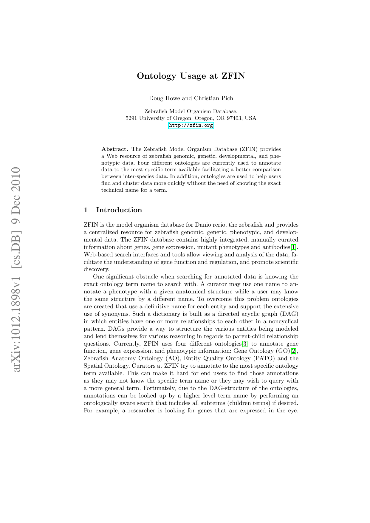 Ontology Usage at ZFIN