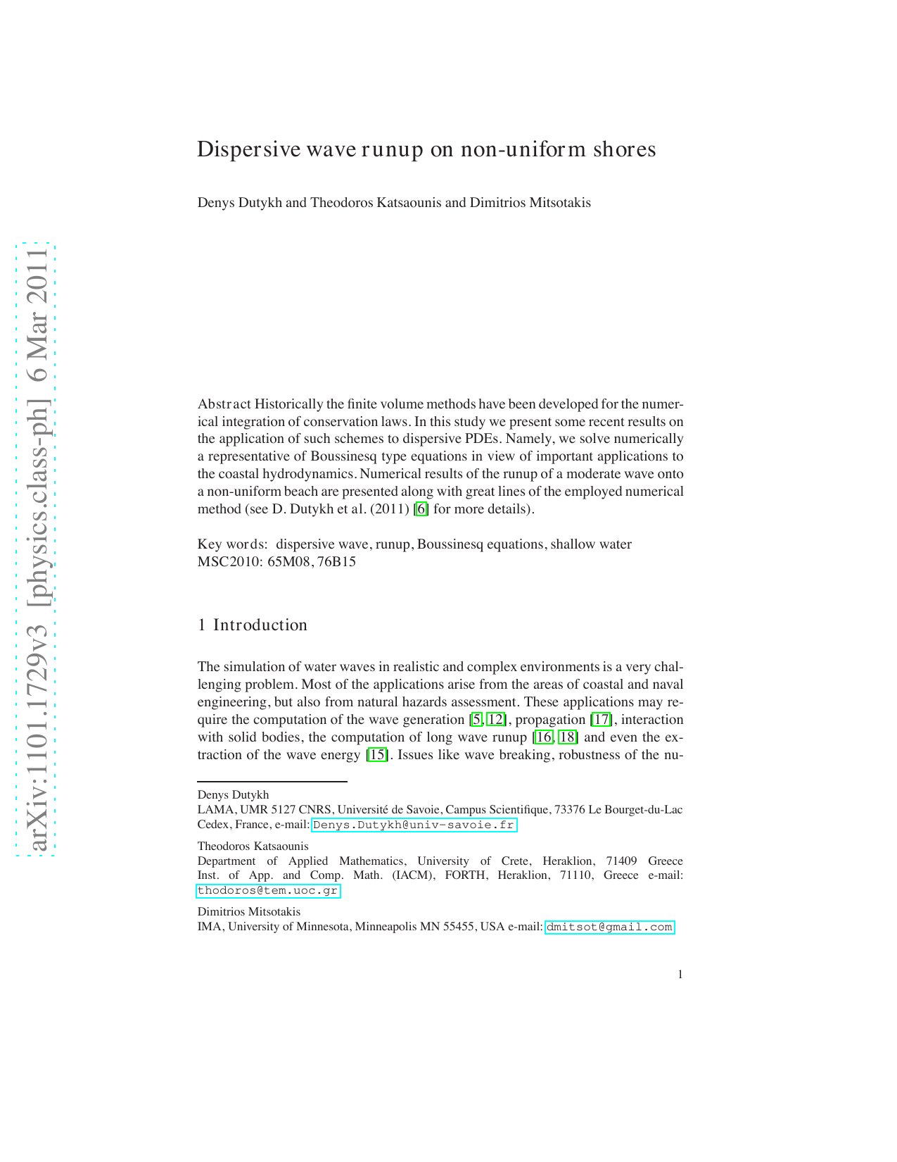 Dispersive wave runup on non-uniform shores