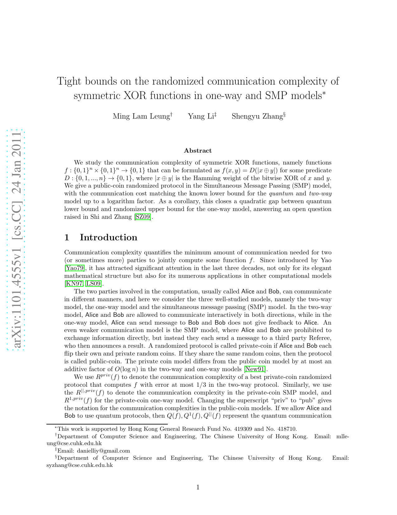 Tight bounds on the randomized communication complexity of symmetric XOR   functions in one-way and SMP models