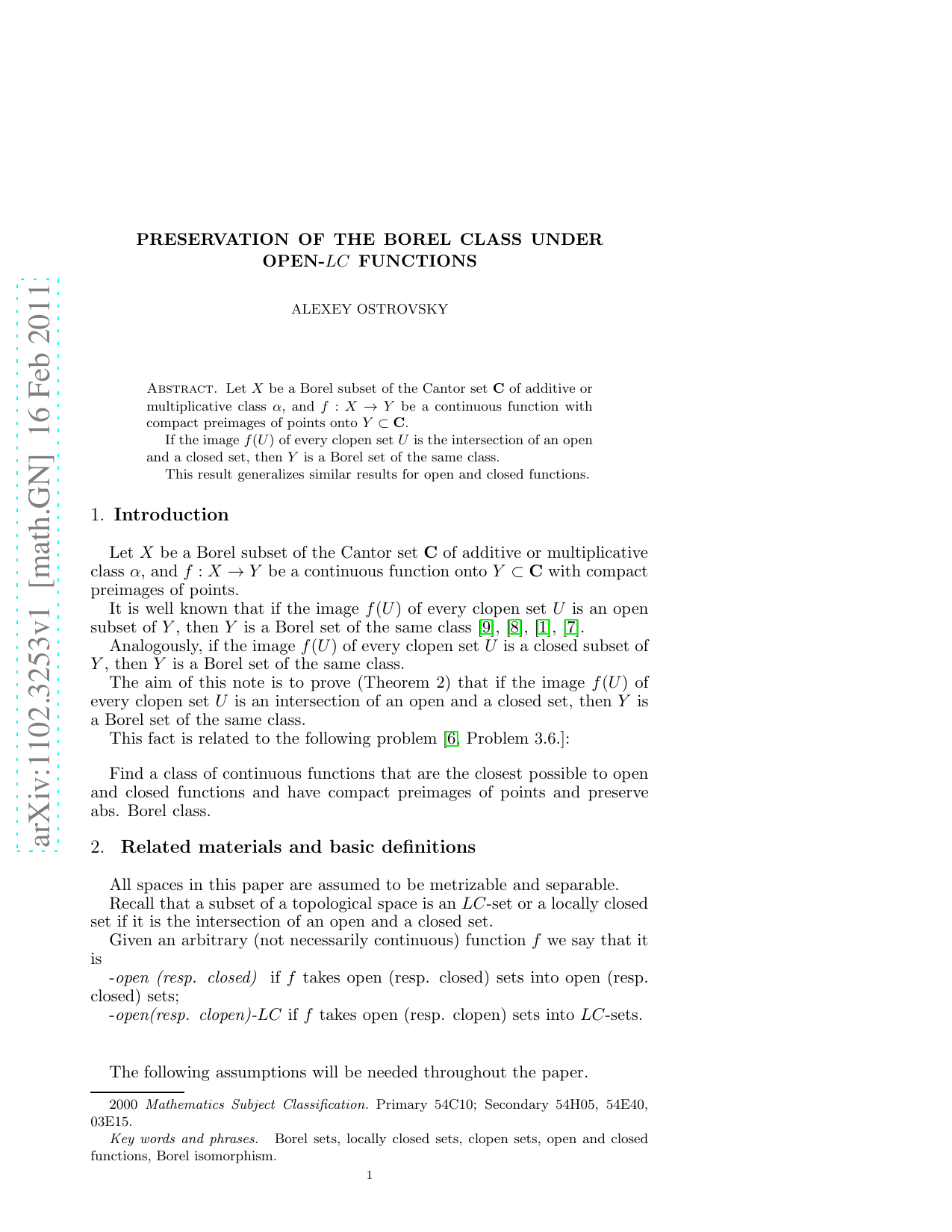보렐 집합의 신비한 보존: 개방형 LC 함수를 통해 본 새로운 관점