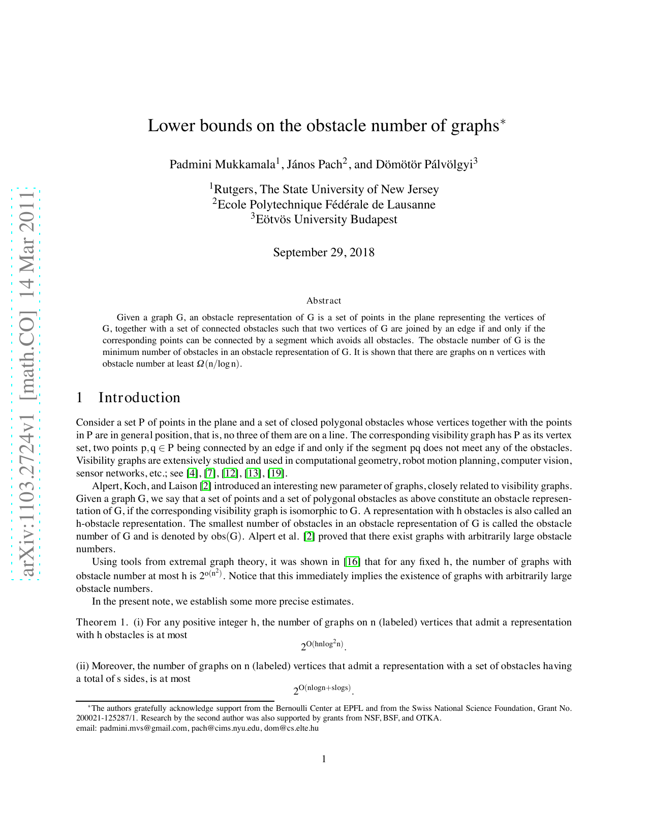 Lower bounds on the obstacle number of graphs