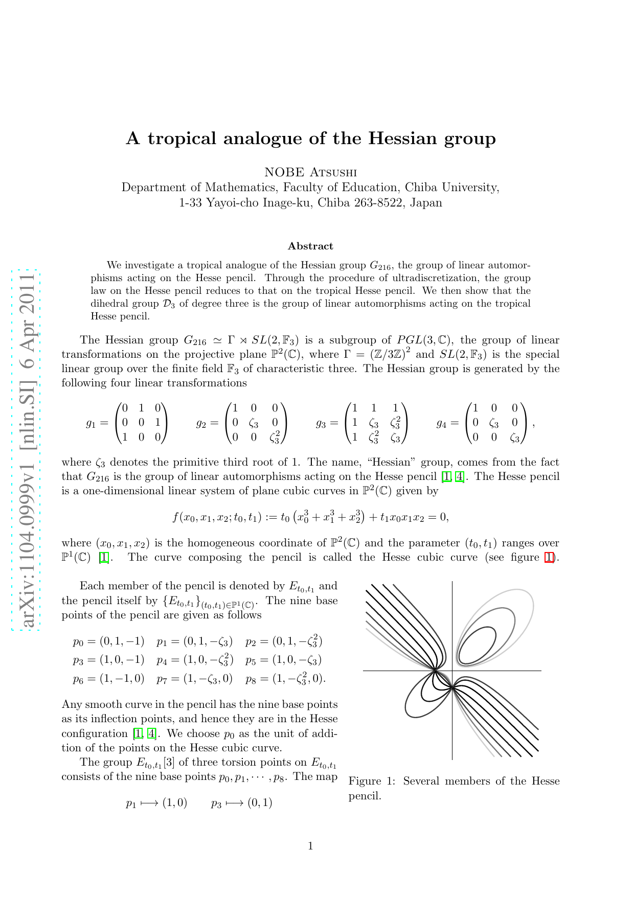 A tropical analogue of the Hessian group