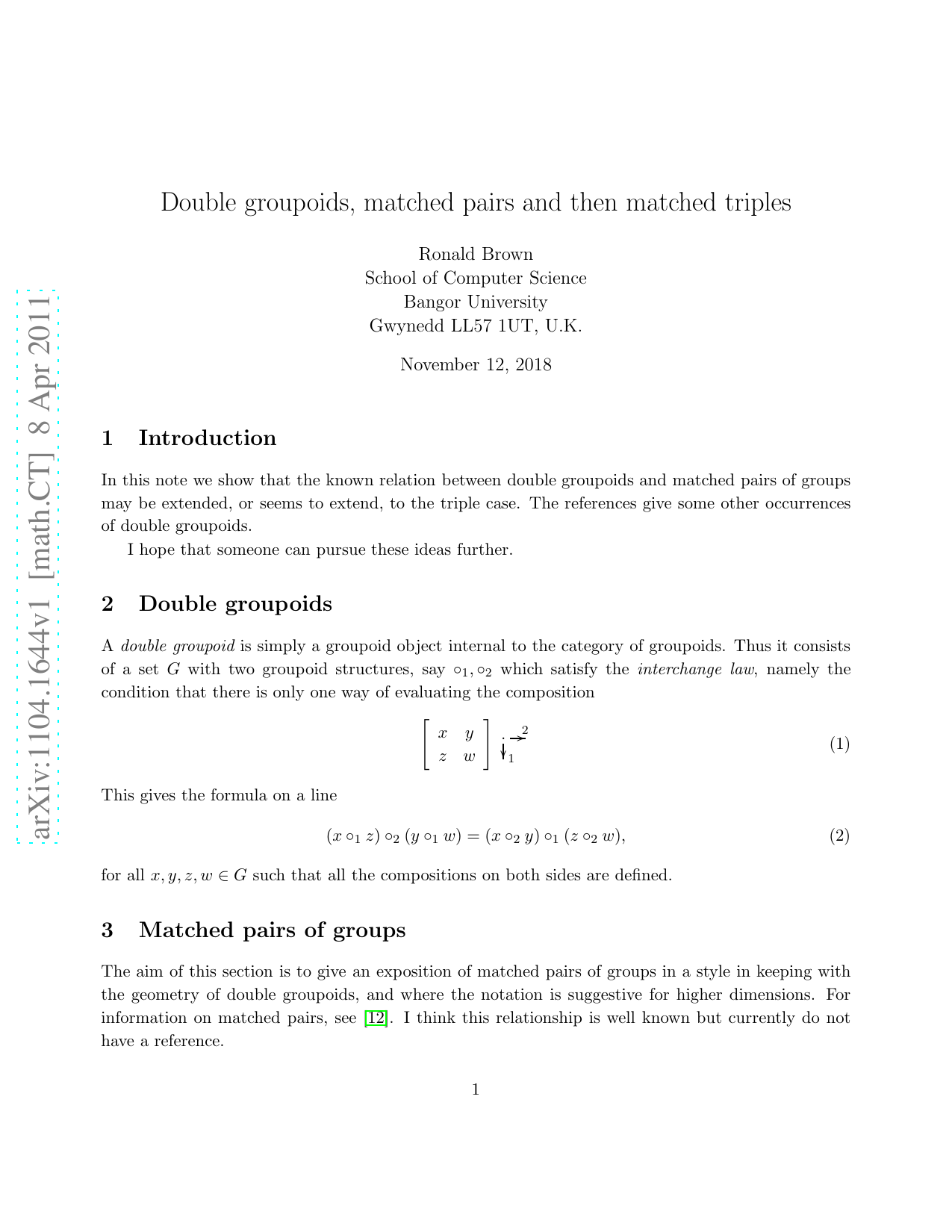 Double groupoids, matched pairs and then matched triples