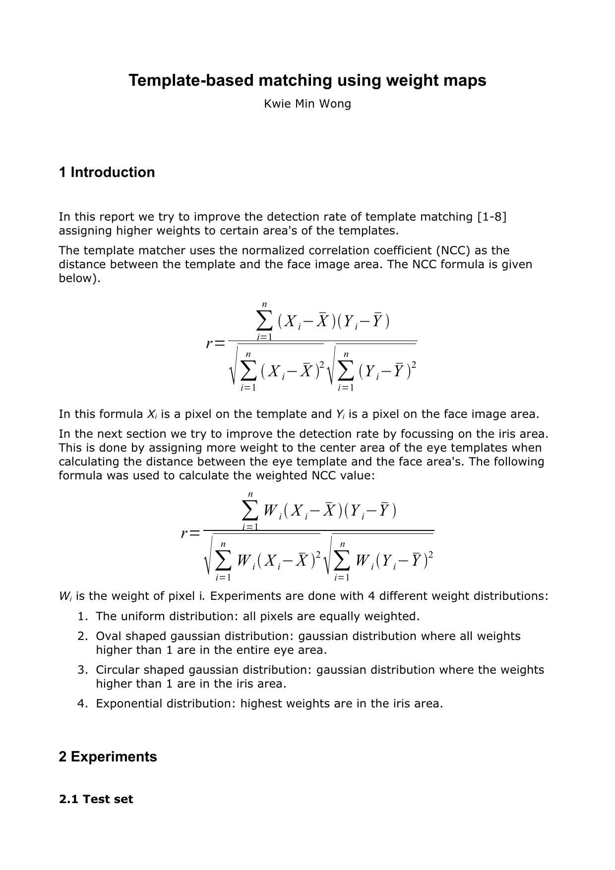 Template-based matching using weight maps