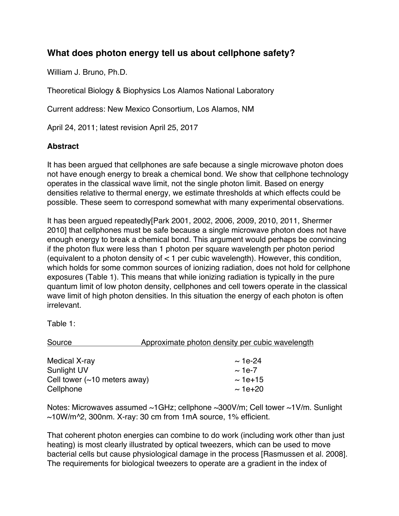 What does photon energy tell us about cellphone safety?