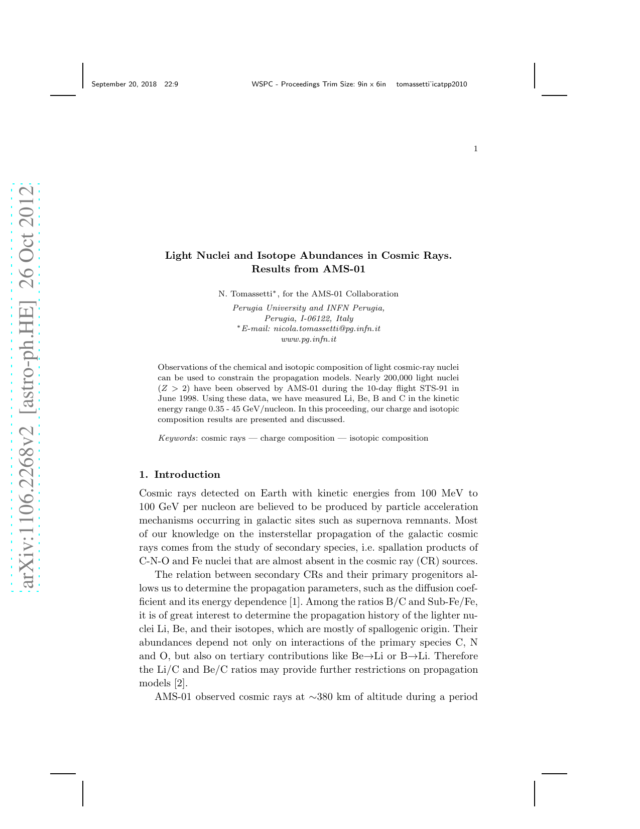 Light Nuclei and Isotope Abundances in Cosmic Rays. Results from AMS-01