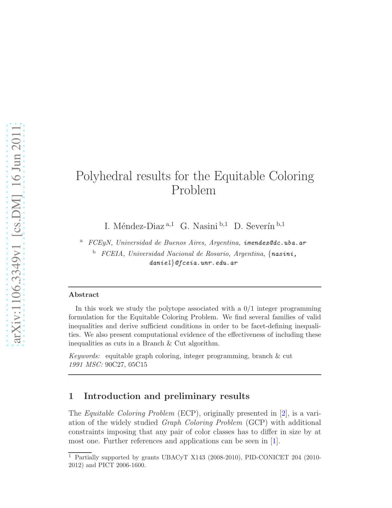Polyhedral results for the Equitable Coloring Problem