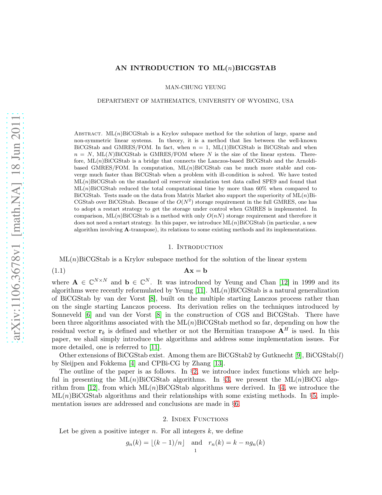 An introduction to ML(n)BiCGStab