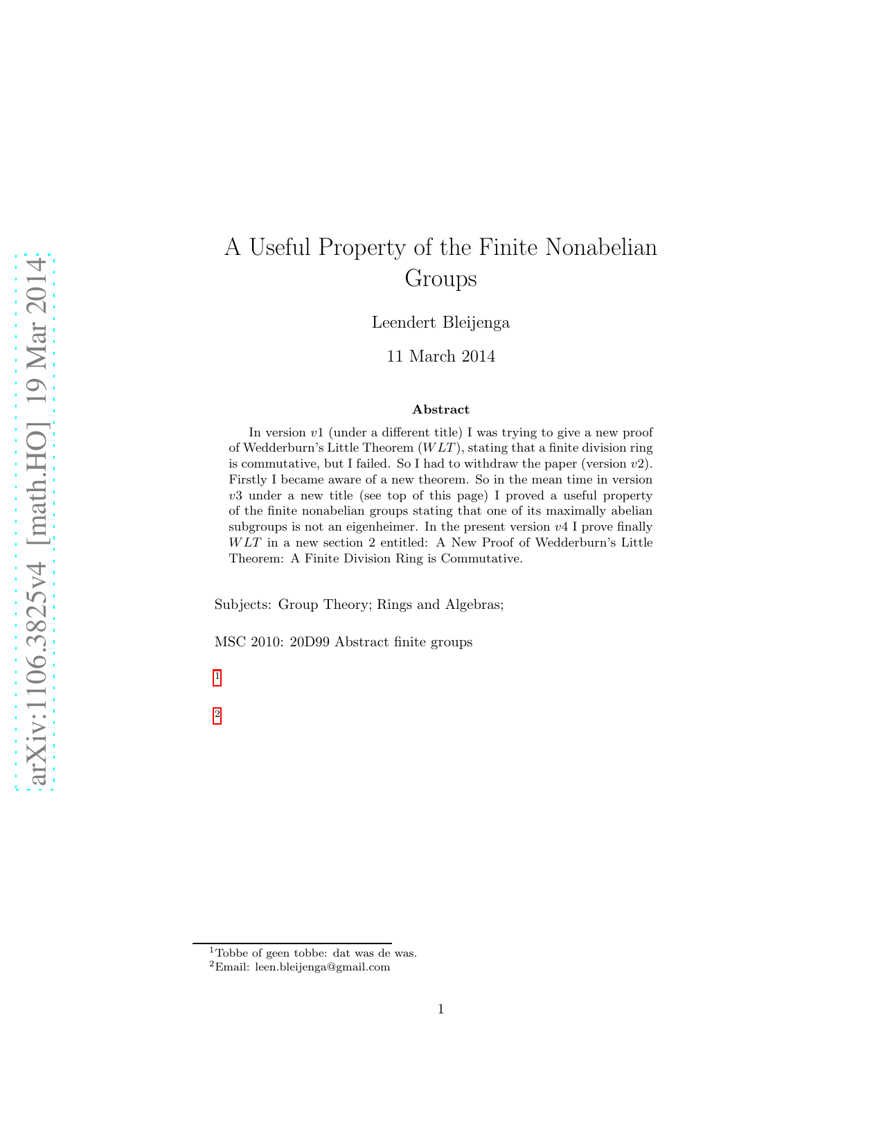 A Useful Property of the Finite Nonabelian Groups