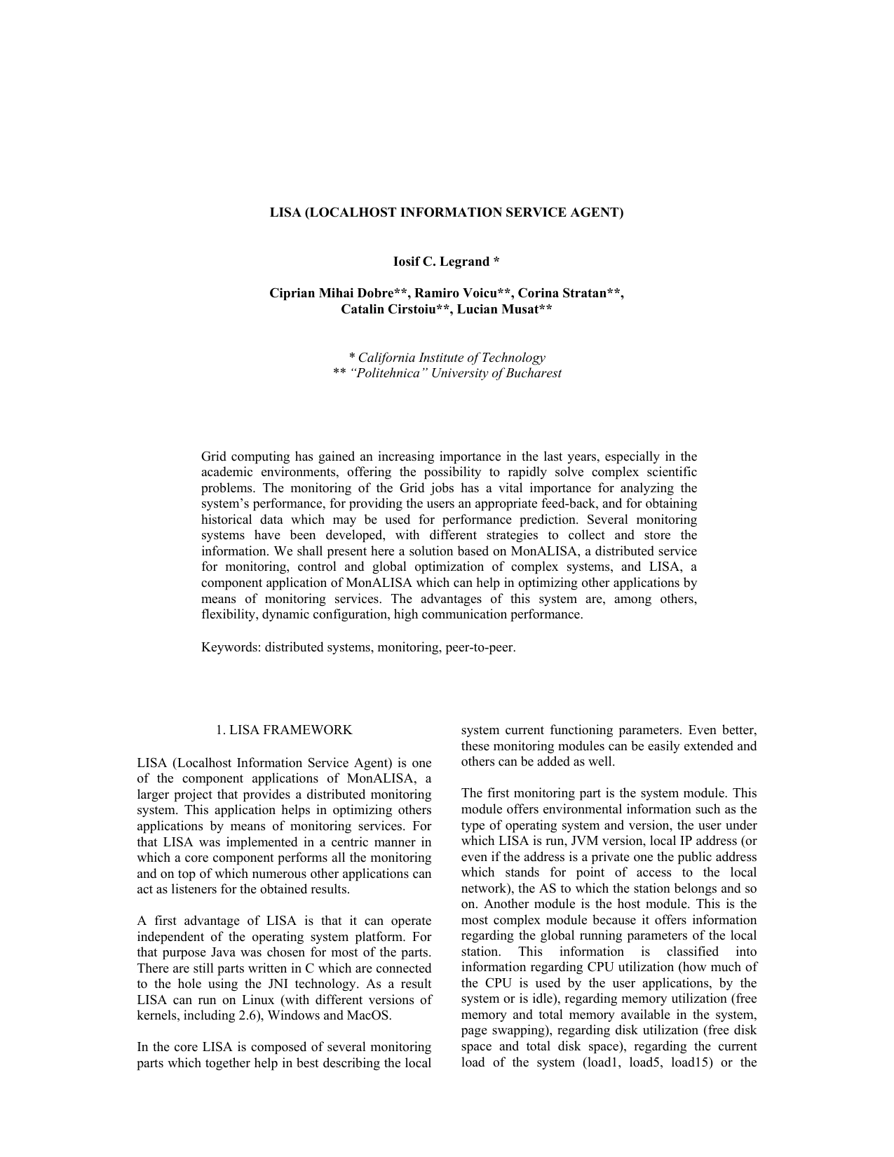 LISA (Localhost Information Service Agent)