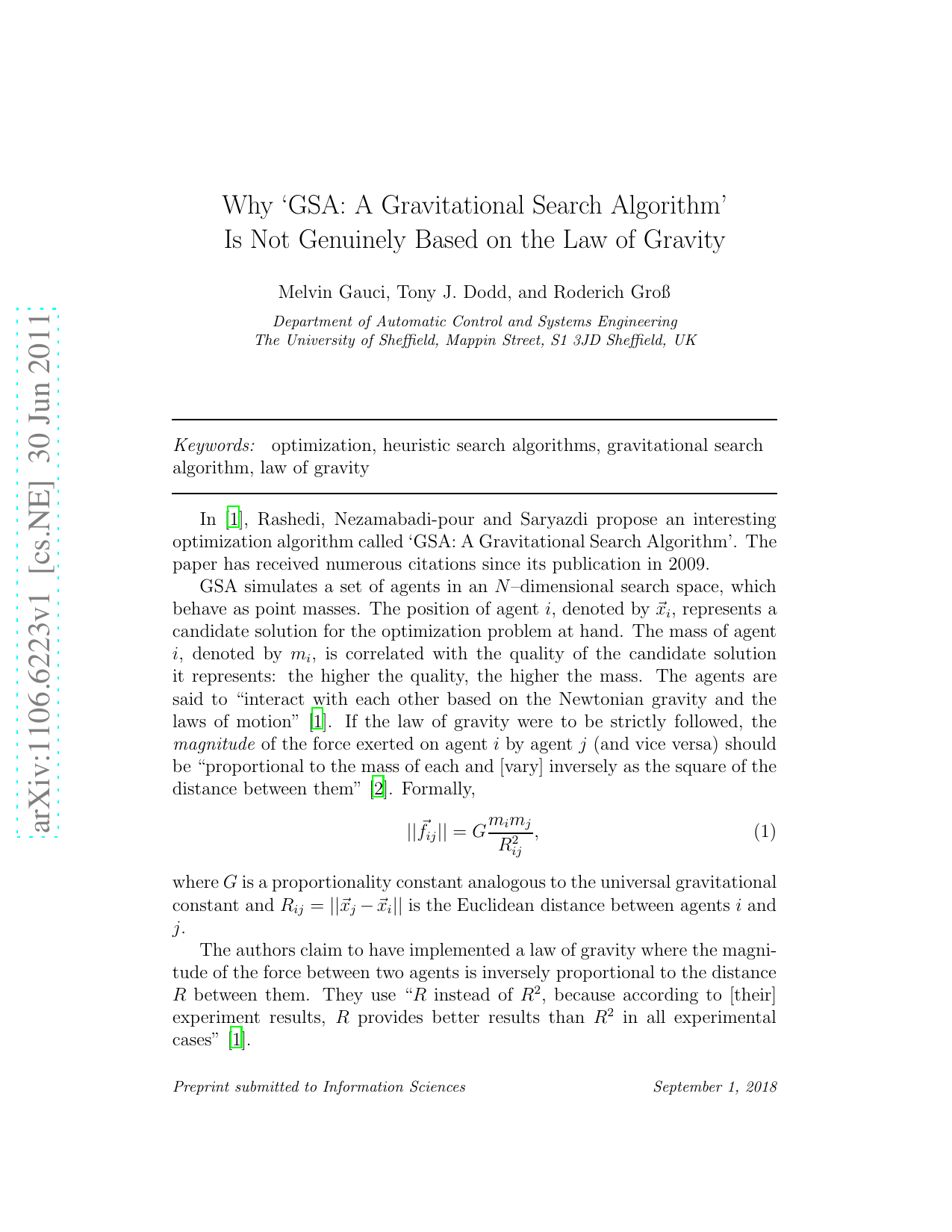 Why GSA: A Gravitational Search Algorithm Is Not Genuinely Based on   the Law of Gravity