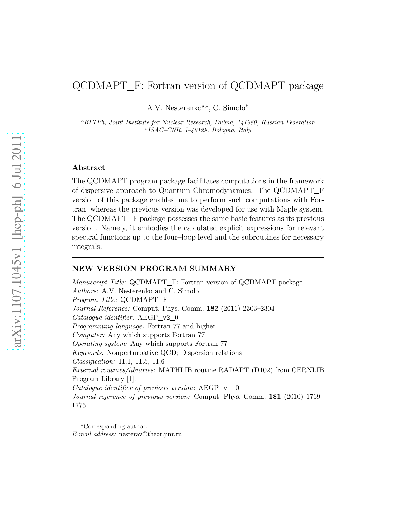 QCDMAPT_F: Fortran version of QCDMAPT package