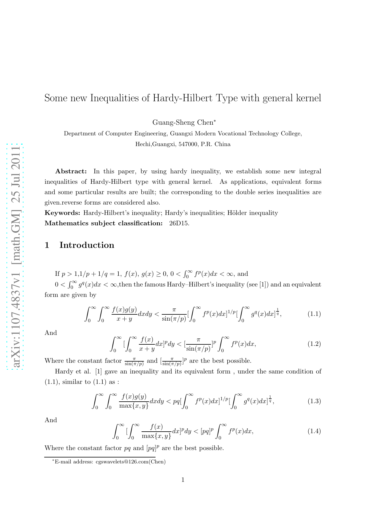Some new Inequalities of Hardy-Hilbert Type with general kernel