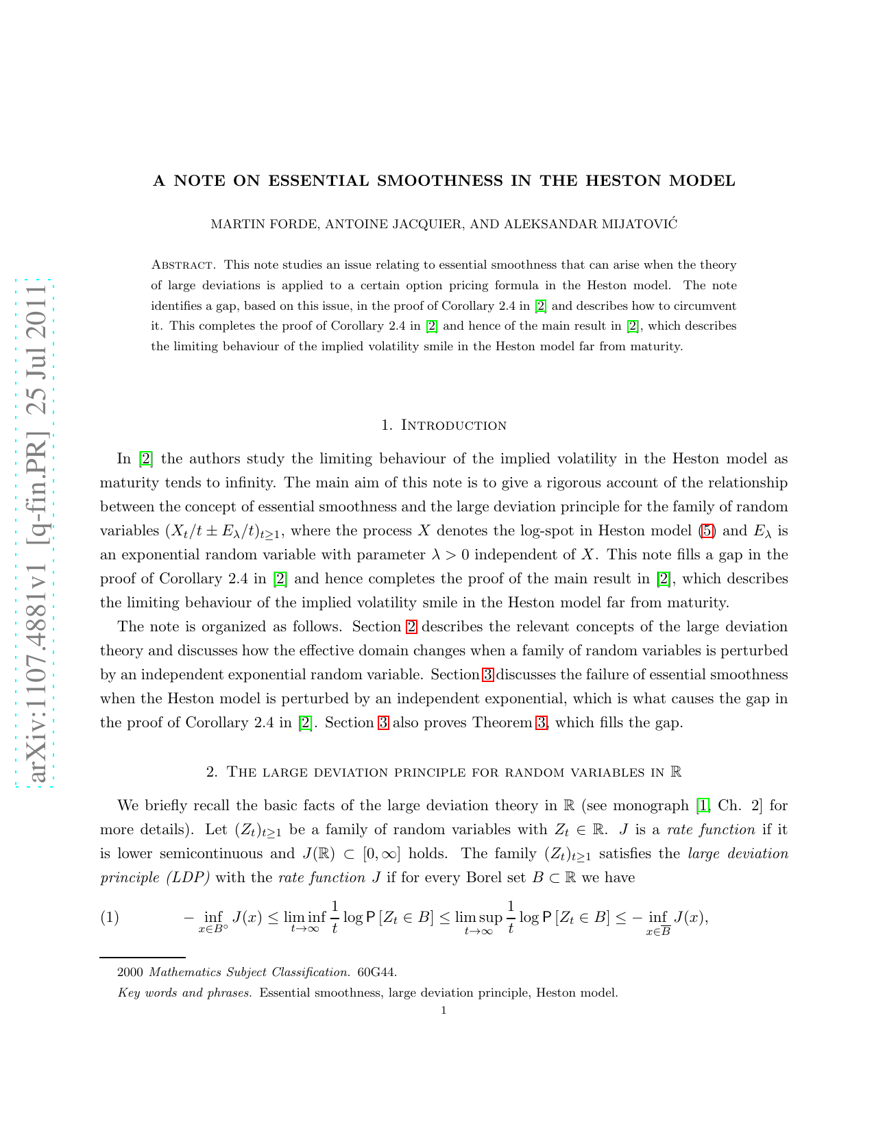 A note on essential smoothness in the Heston model