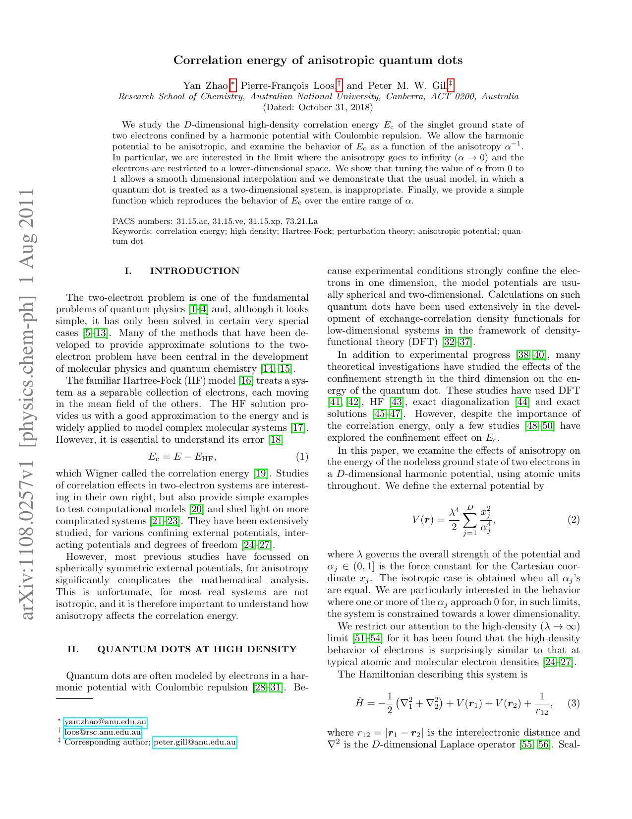 Correlation energy of anisotropic quantum dots